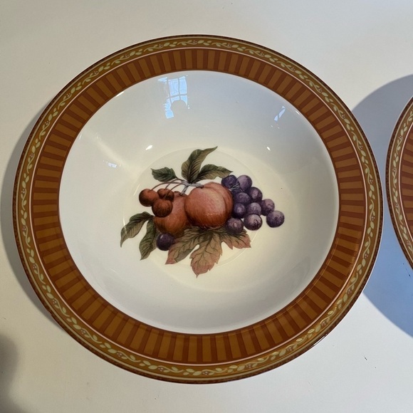 Fitz and Floyd Classic Choices Tuscany Pattern Set of 2 Rimmed Bowls New - Picture 2 of 9
